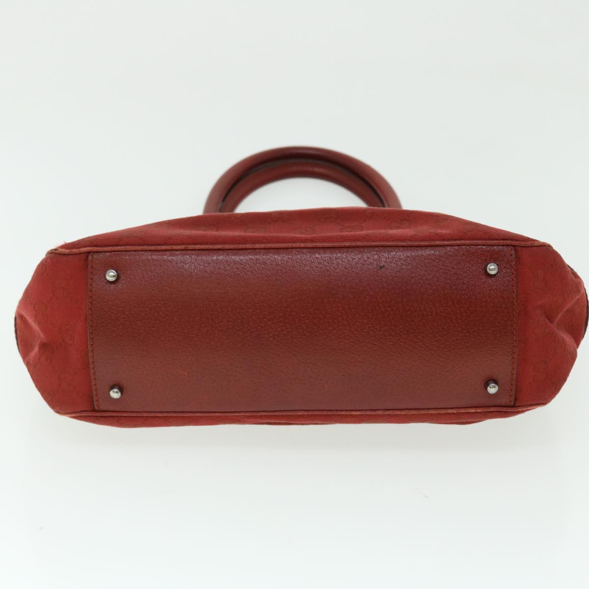 GUCCI GG Canvas Hand Bag Leather Red 113011 2684 51007