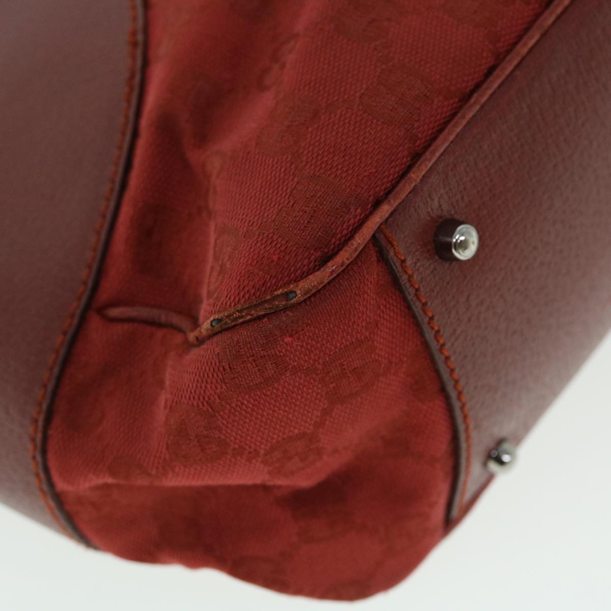 GUCCI GG Canvas Hand Bag Leather Red 113011 2684 51007