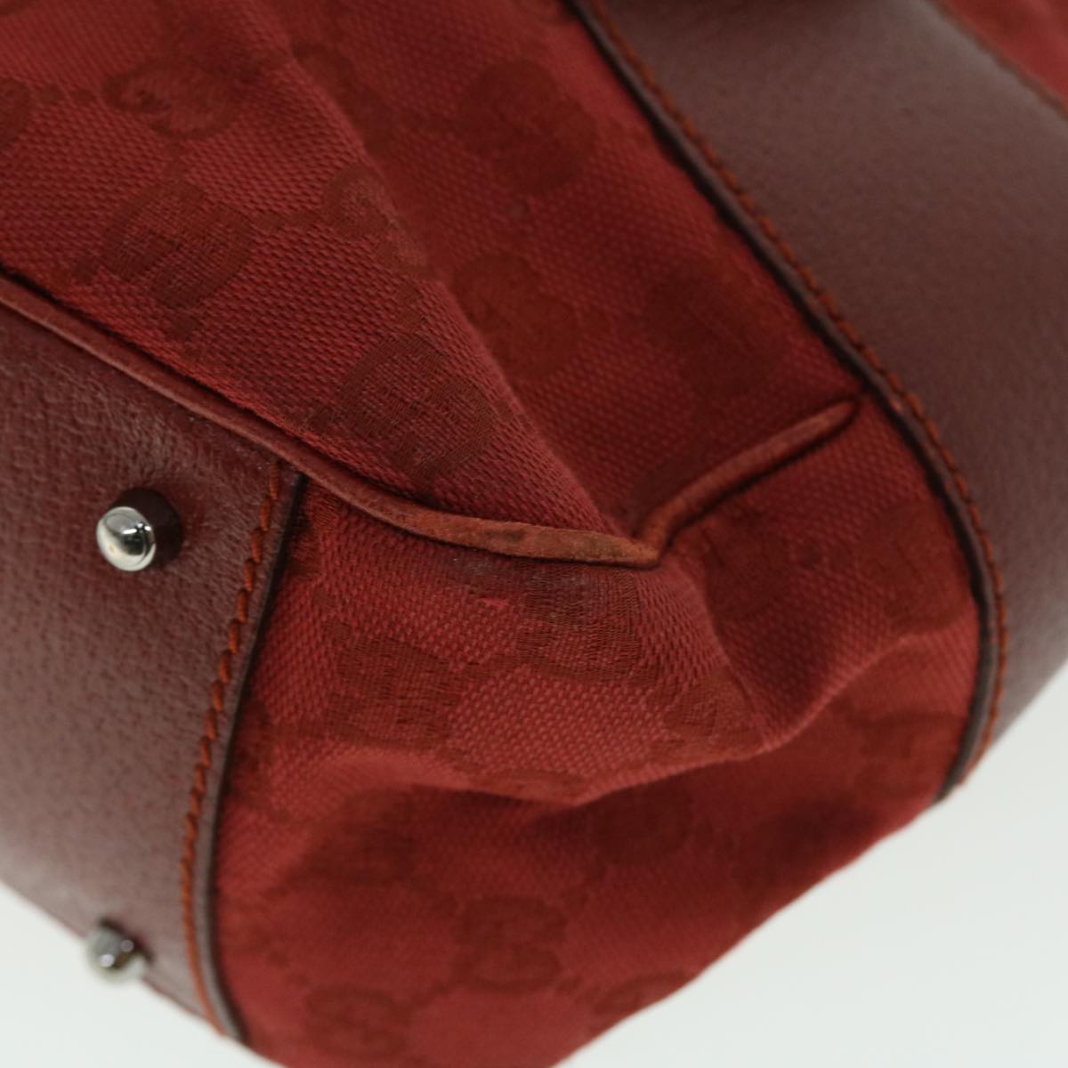 GUCCI GG Canvas Hand Bag Leather Red 113011 2684 51007