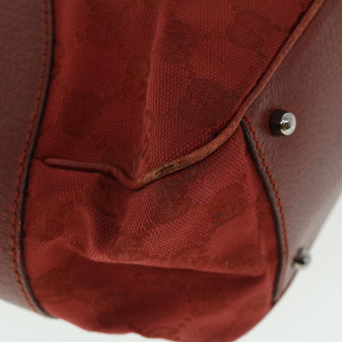 GUCCI GG Canvas Hand Bag Leather Red 113011 2684 51007