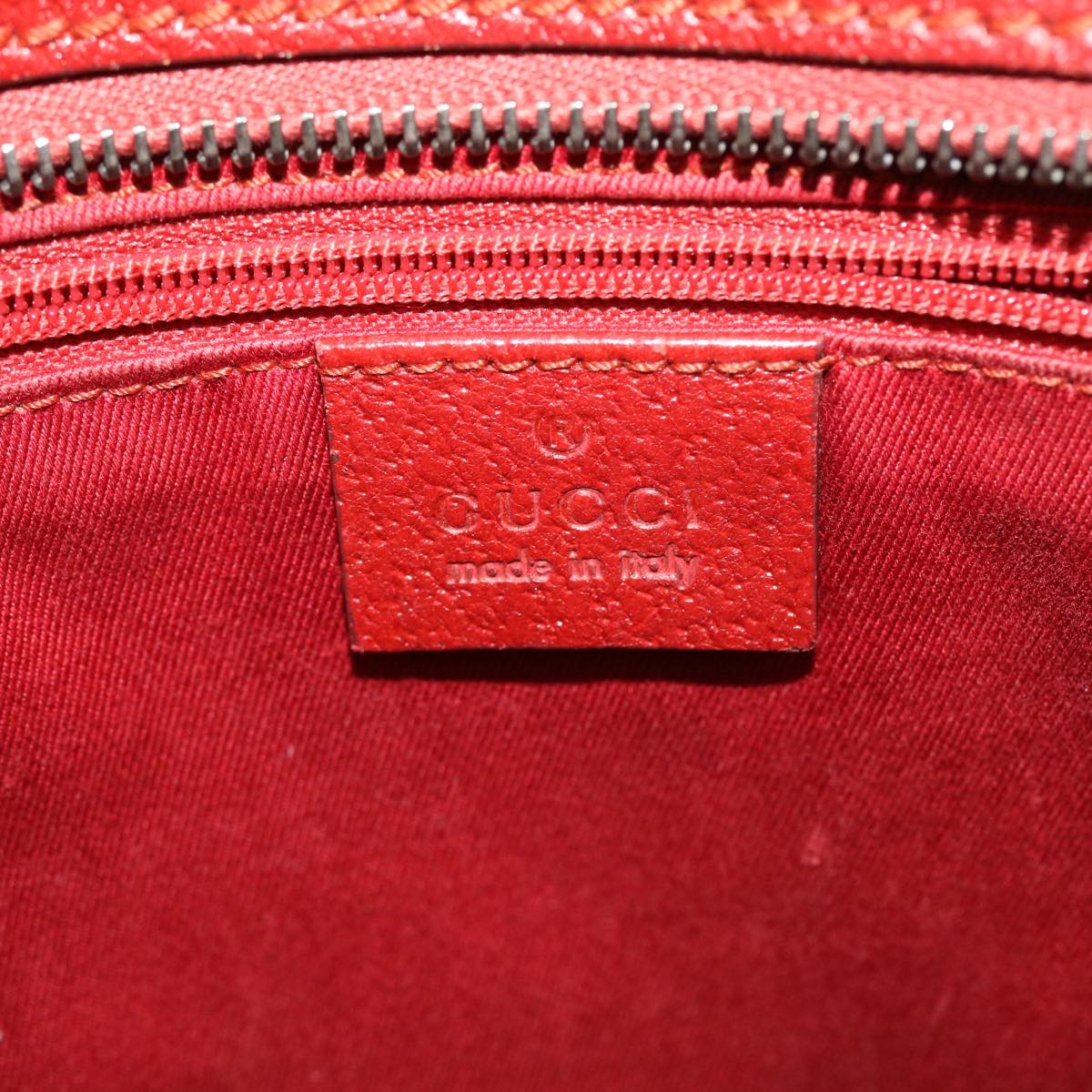 GUCCI GG Canvas Hand Bag Leather Red 113011 2684 51007