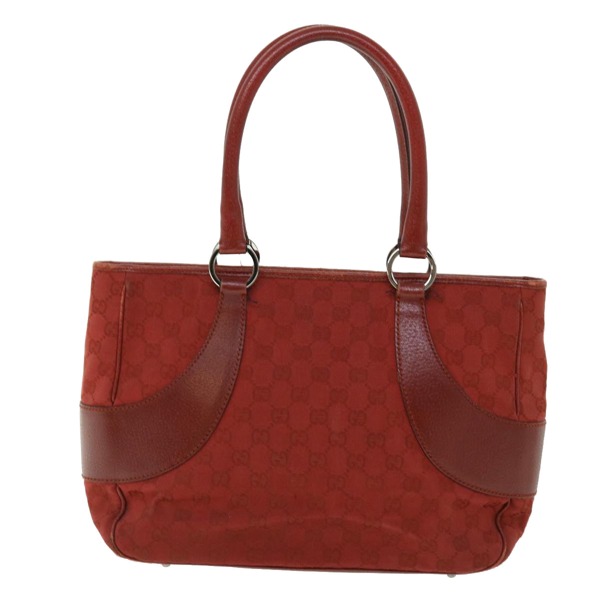 GUCCI GG Canvas Hand Bag Leather Red 113011 2684 51007