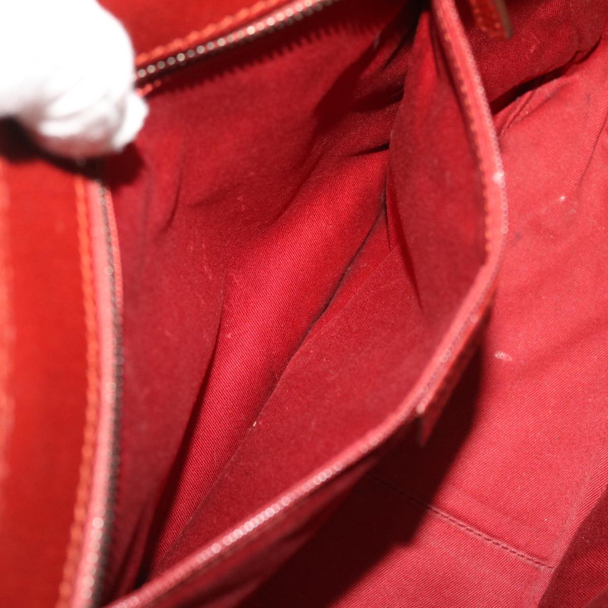 GUCCI GG Canvas Hand Bag Leather Red 113011 2684 51007