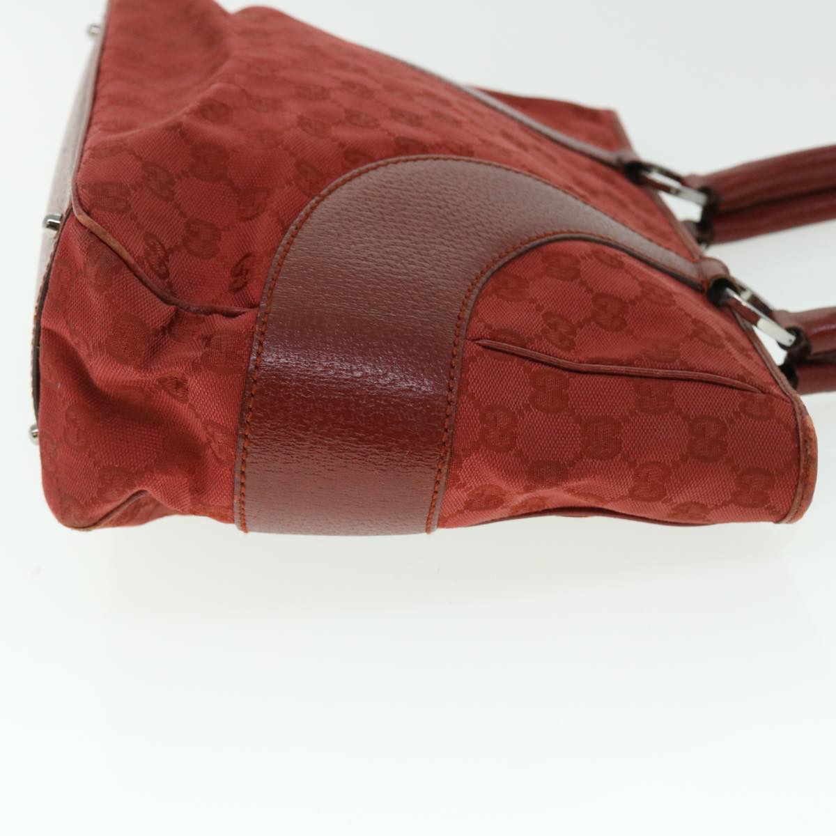 GUCCI GG Canvas Hand Bag Leather Red 113011 2684 51007