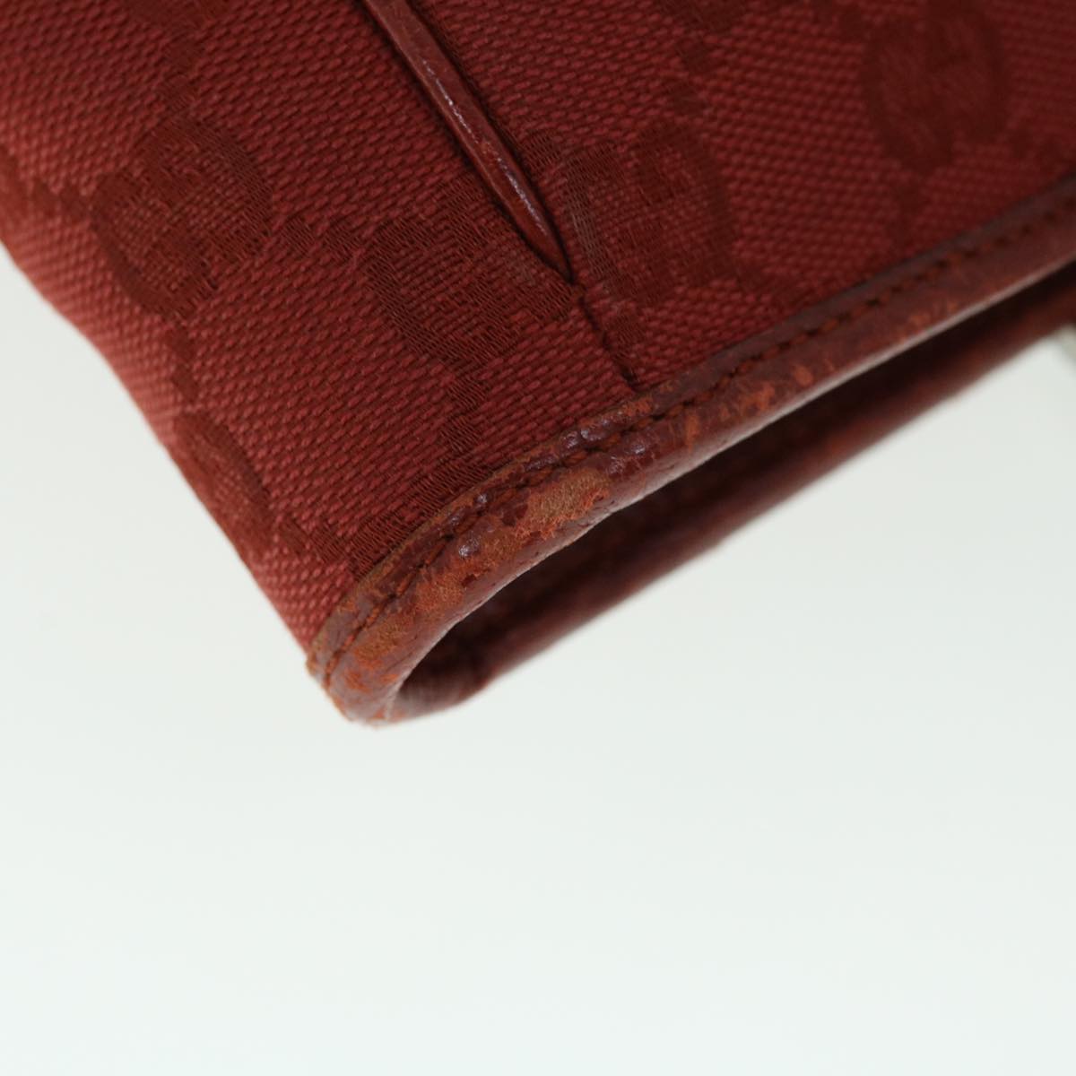 GUCCI GG Canvas Hand Bag Leather Red 113011 2684 51007