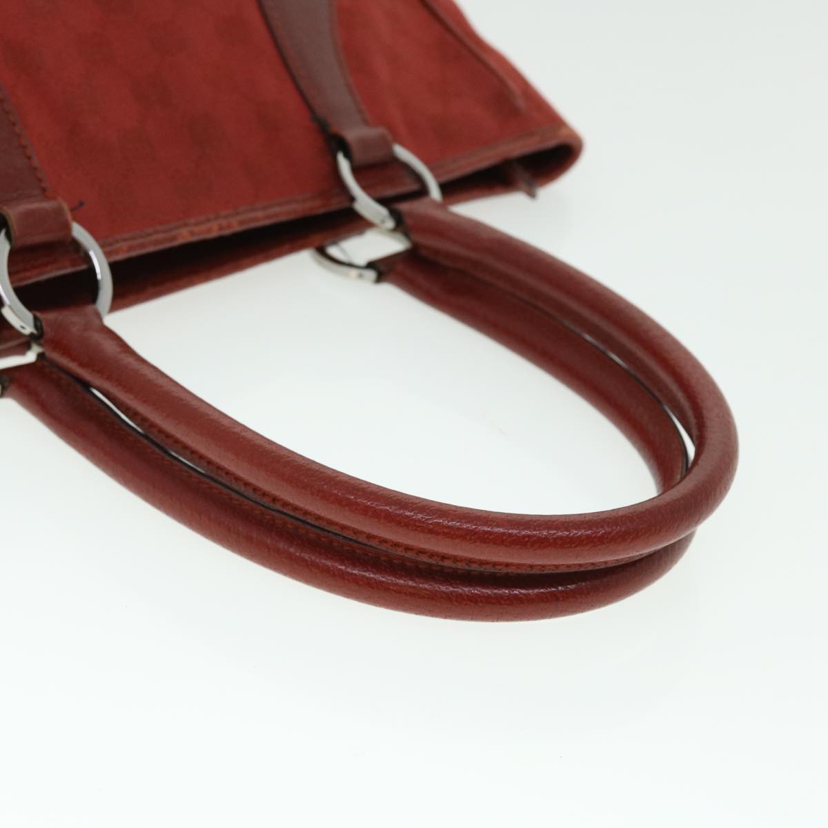 GUCCI GG Canvas Hand Bag Leather Red 113011 2684 51007