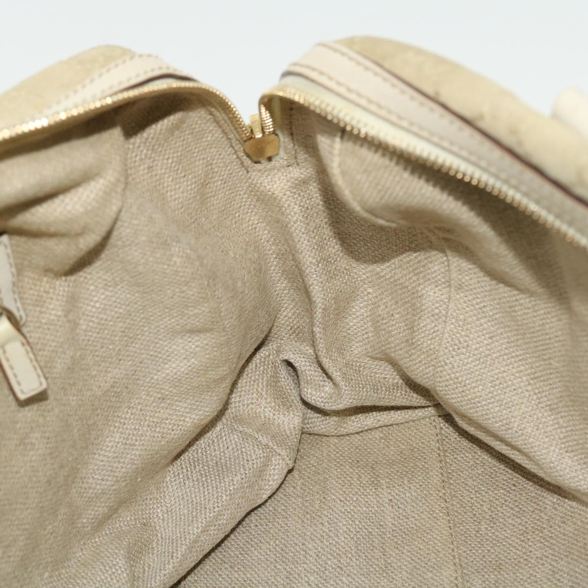 GUCCI GG Canvas Hand Bag Suede Beige Gold 154180 214397 51008