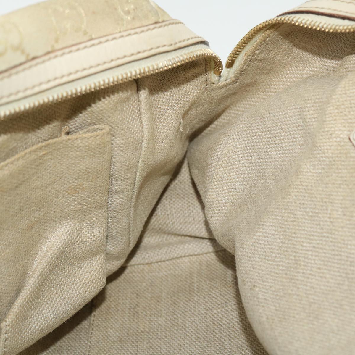 GUCCI GG Canvas Hand Bag Suede Beige Gold 154180 214397 51008