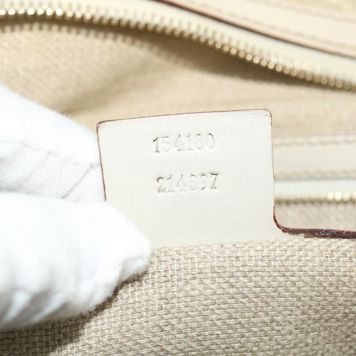 GUCCI GG Canvas Hand Bag Suede Beige Gold 154180 214397 51008