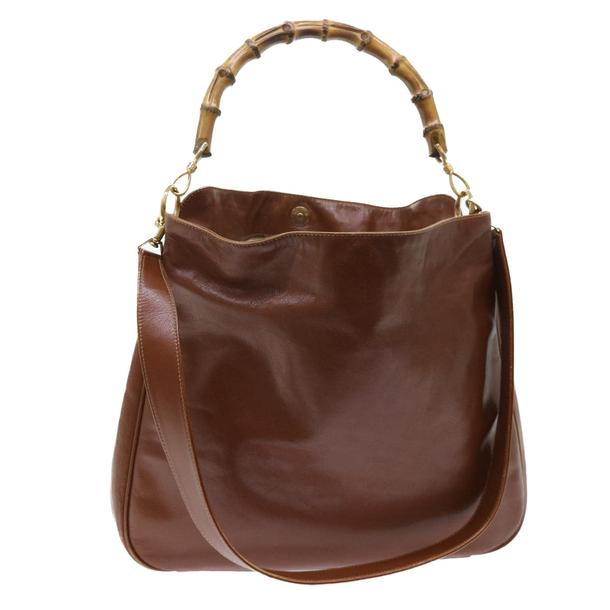 GUCCI Bamboo Shoulder Bag Leather 2way Brown 001 1998 1577 51011