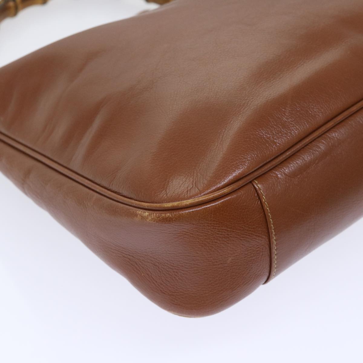 GUCCI Bamboo Shoulder Bag Leather 2way Brown 001 1998 1577 51011