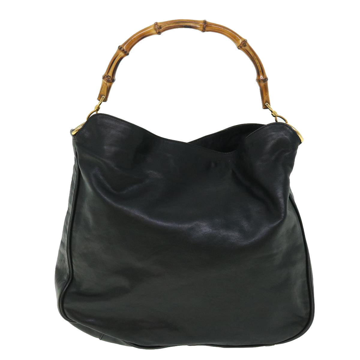 GUCCI Bamboo Shoulder Bag Leather 2way Black 001 1781 1577 51013