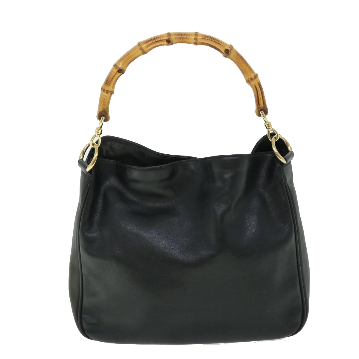 GUCCI Bamboo Shoulder Bag Leather 2way Black 001 3444 1638 51014