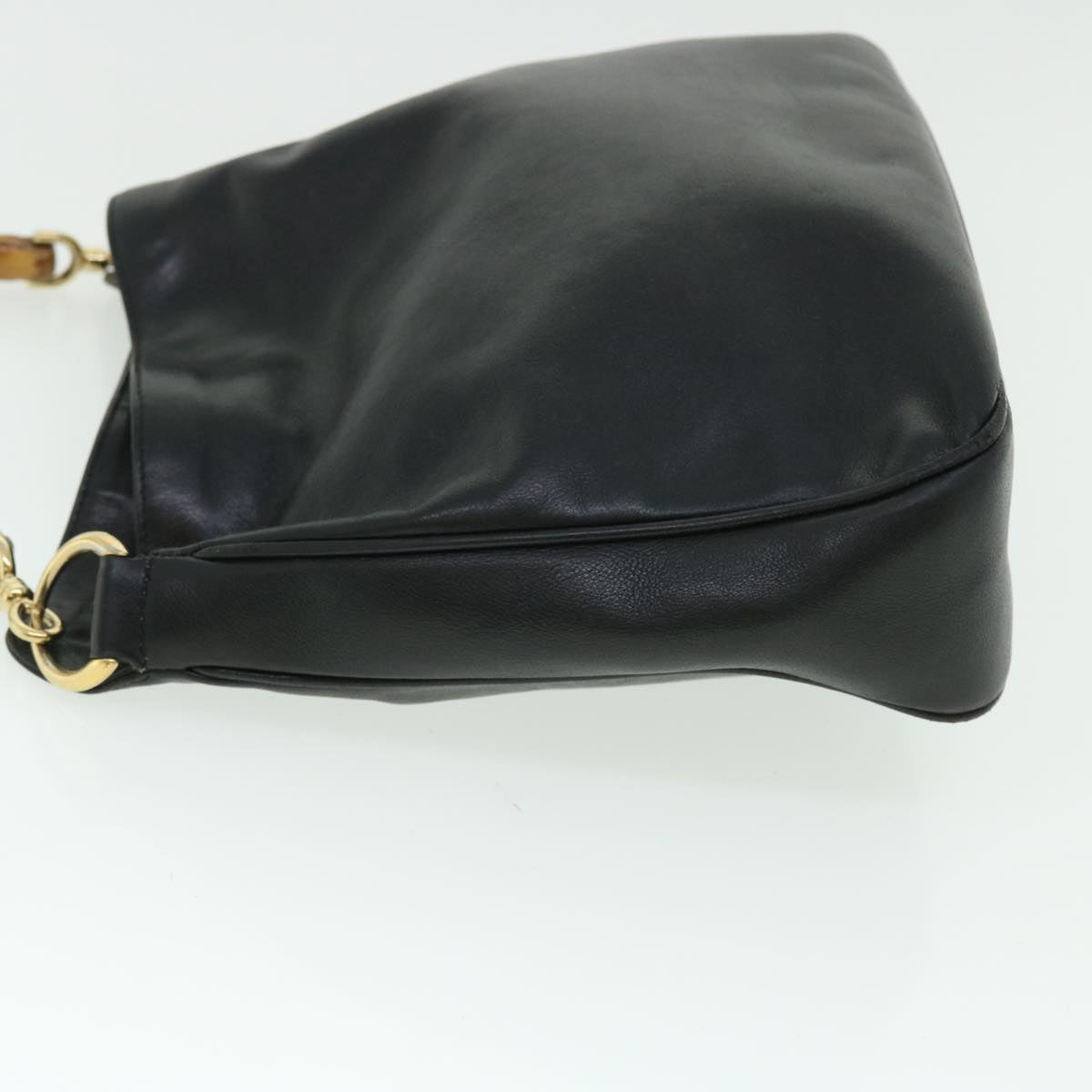 GUCCI Bamboo Shoulder Bag Leather 2way Black 001 3444 1638 51014