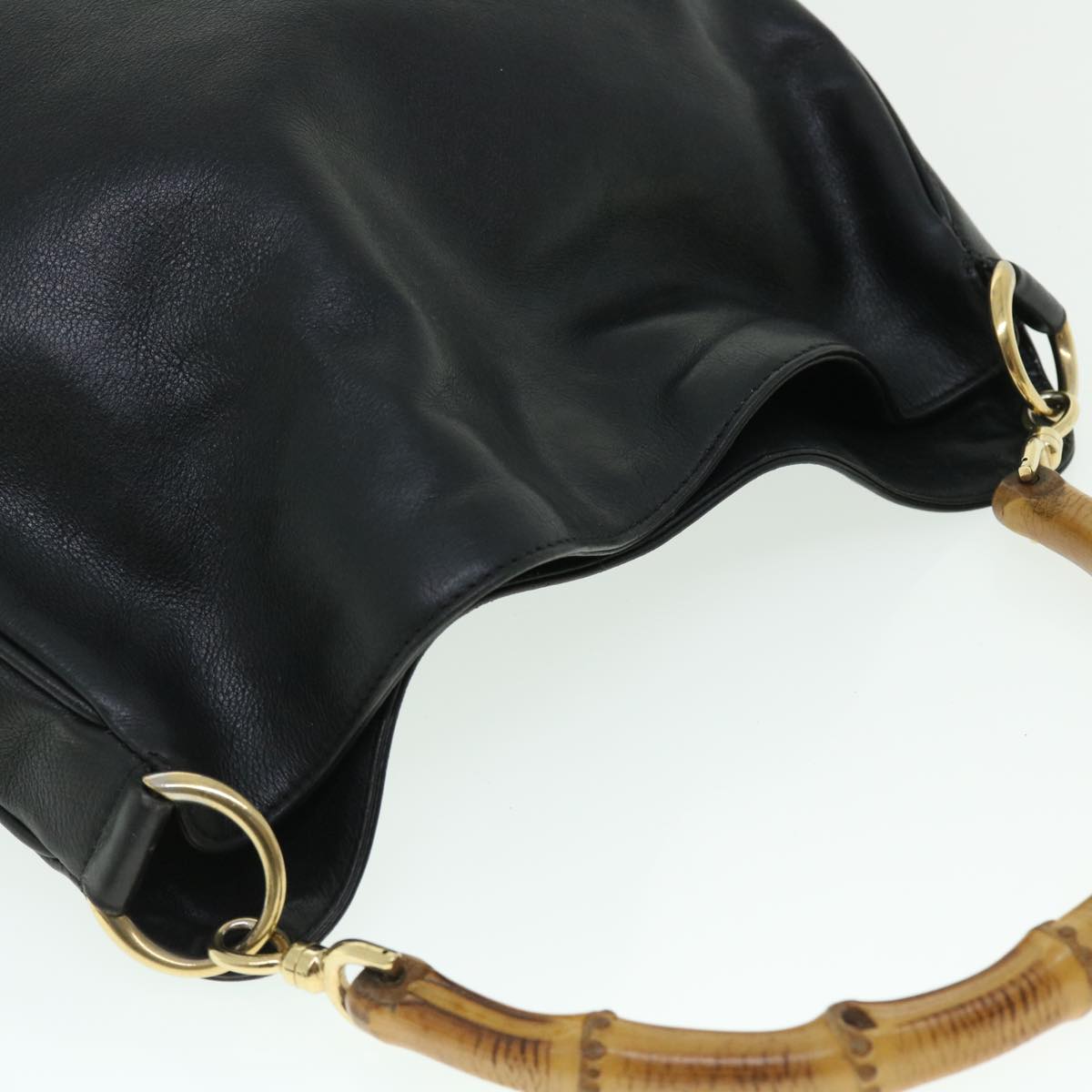 GUCCI Bamboo Shoulder Bag Leather 2way Black 001 3444 1638 51014