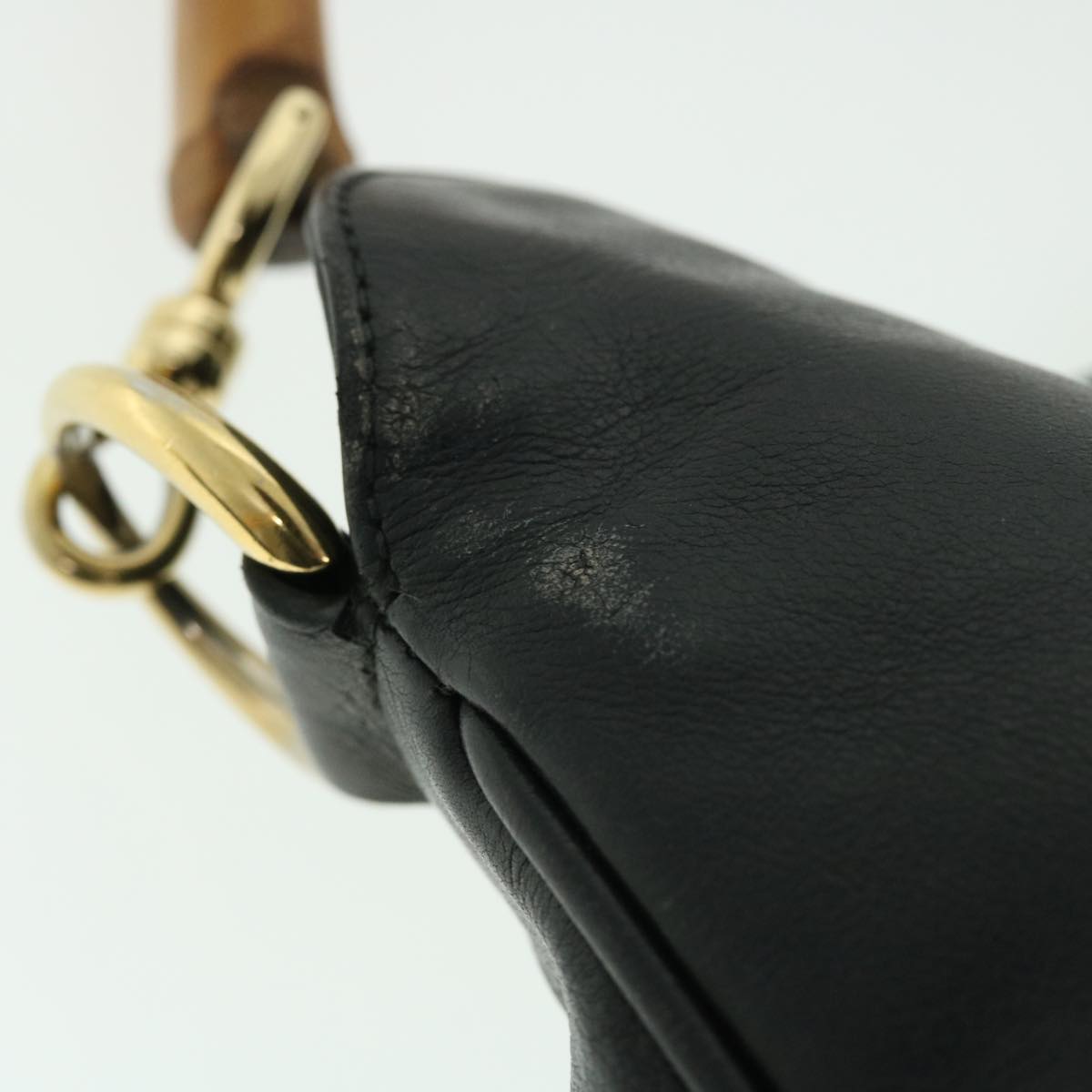 GUCCI Bamboo Shoulder Bag Leather 2way Black 001 3444 1638 51014