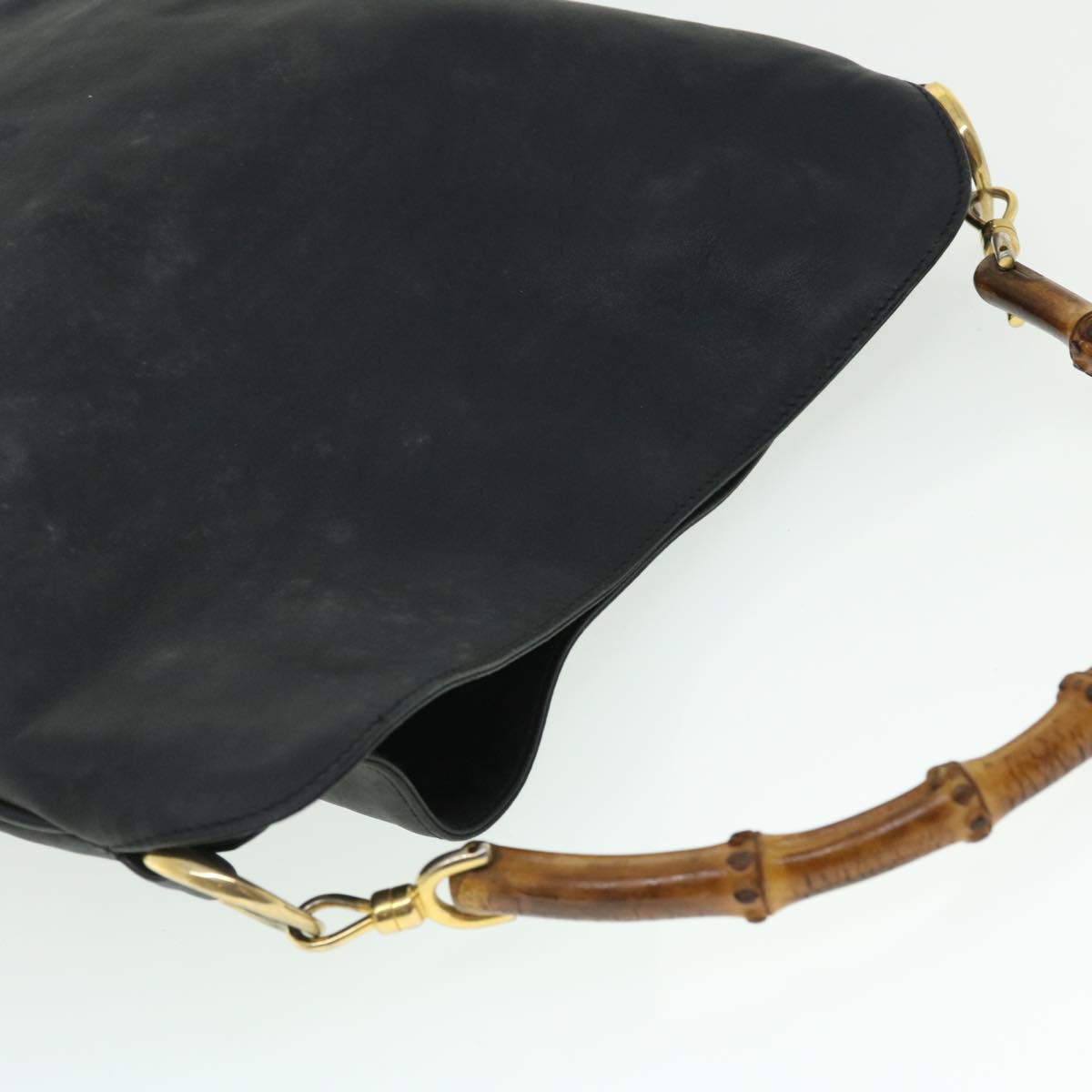 GUCCI Bamboo Shoulder Bag Leather 2way Black 001 1781 1638 51015