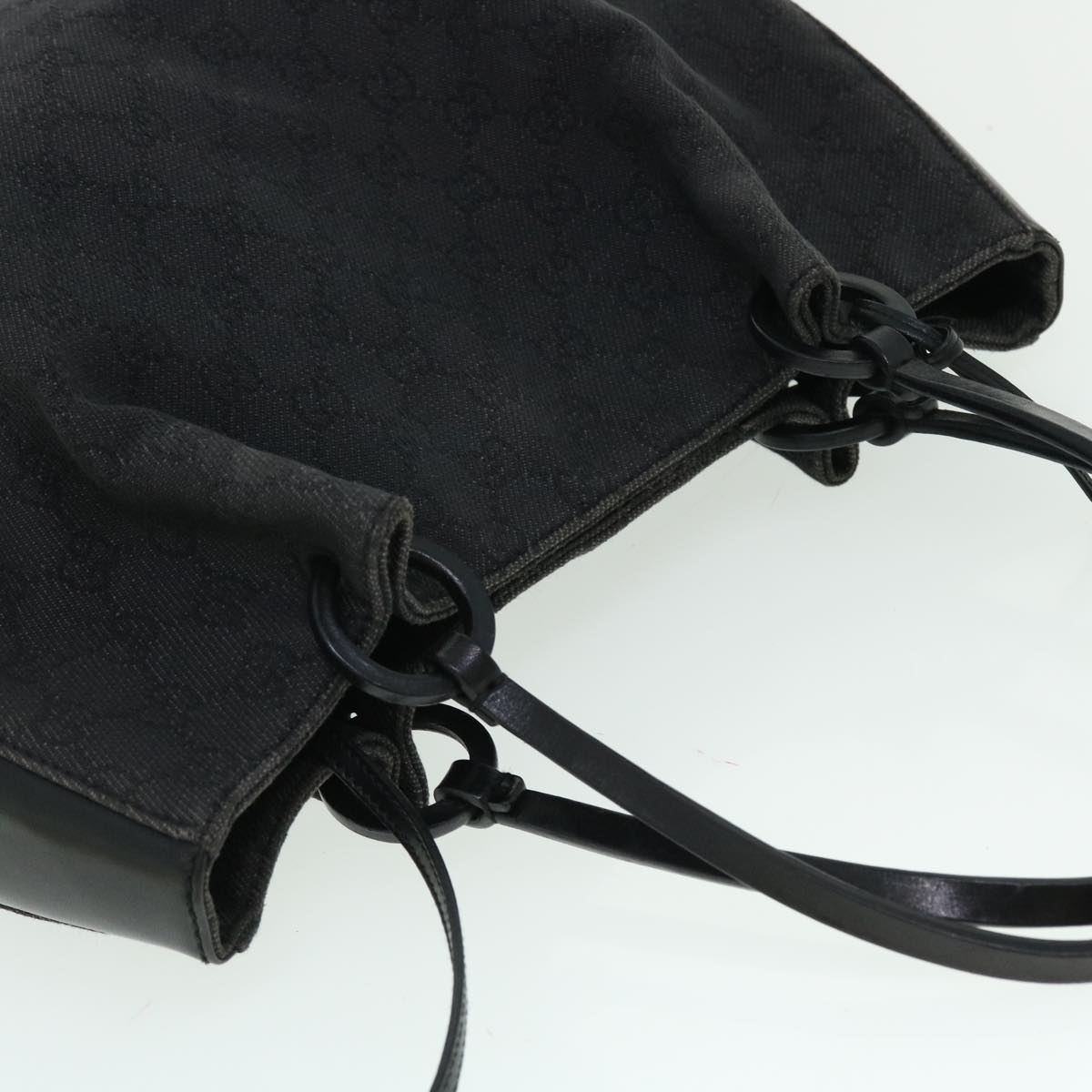 GUCCI GG Canvas Tote Bag Leather Black 101920 3444 51025