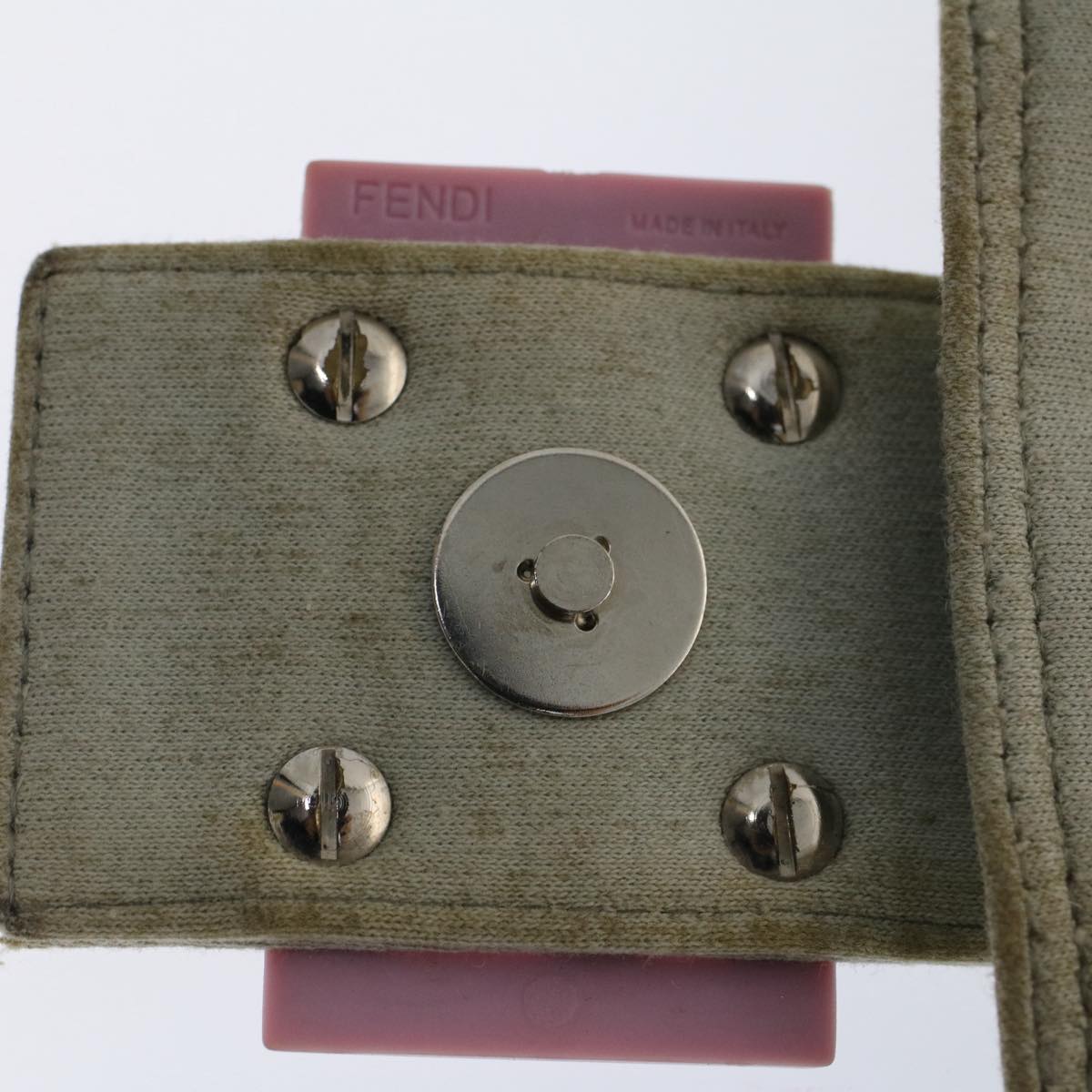 FENDI Mamma Baguette Shoulder Bag Nylon Gray 51039