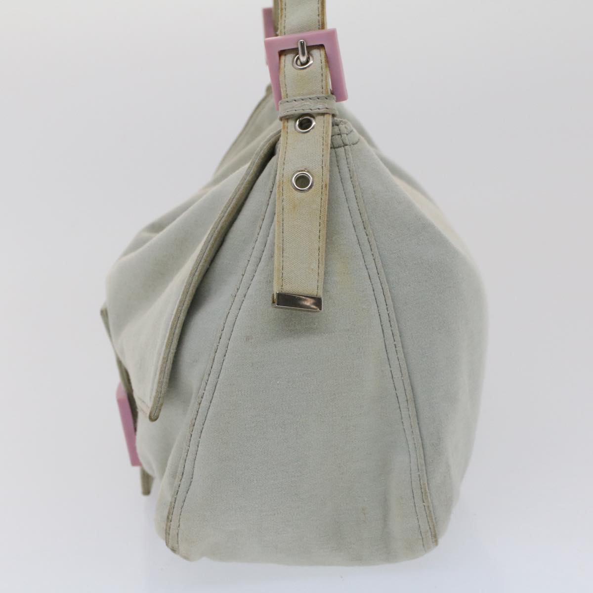 FENDI Mamma Baguette Shoulder Bag Nylon Gray 51039