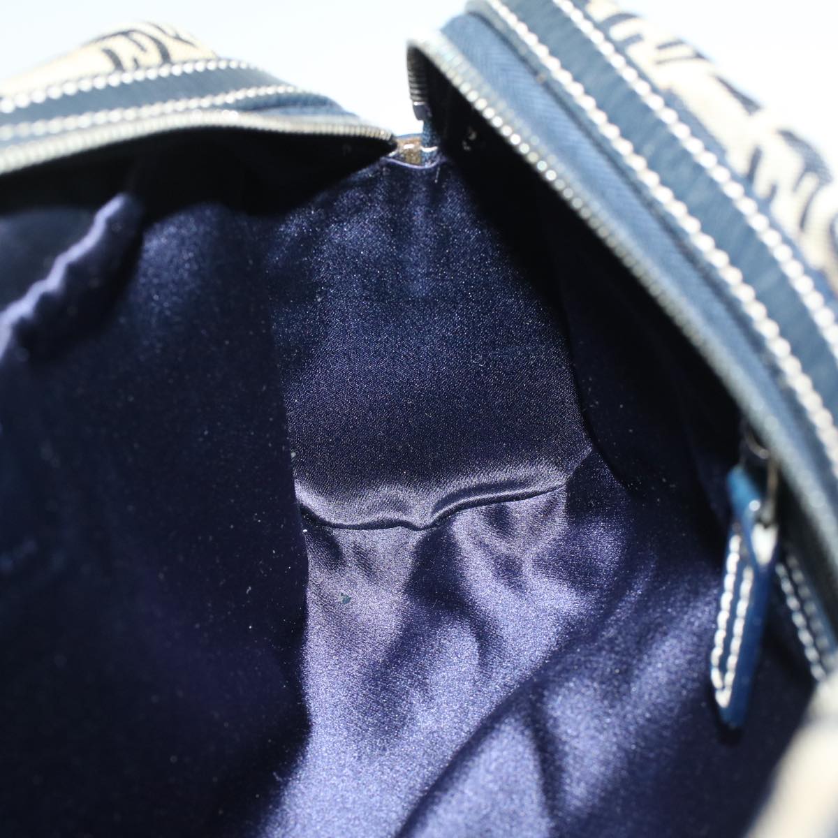 FENDI Zucchino Canvas Hand Bag Navy 51041