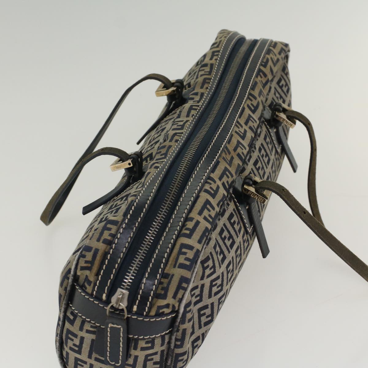 FENDI Zucchino Canvas Hand Bag Navy 51041