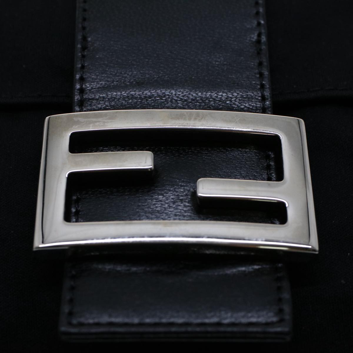FENDI Mamma Baguette Shoulder Bag Nylon Black 51049