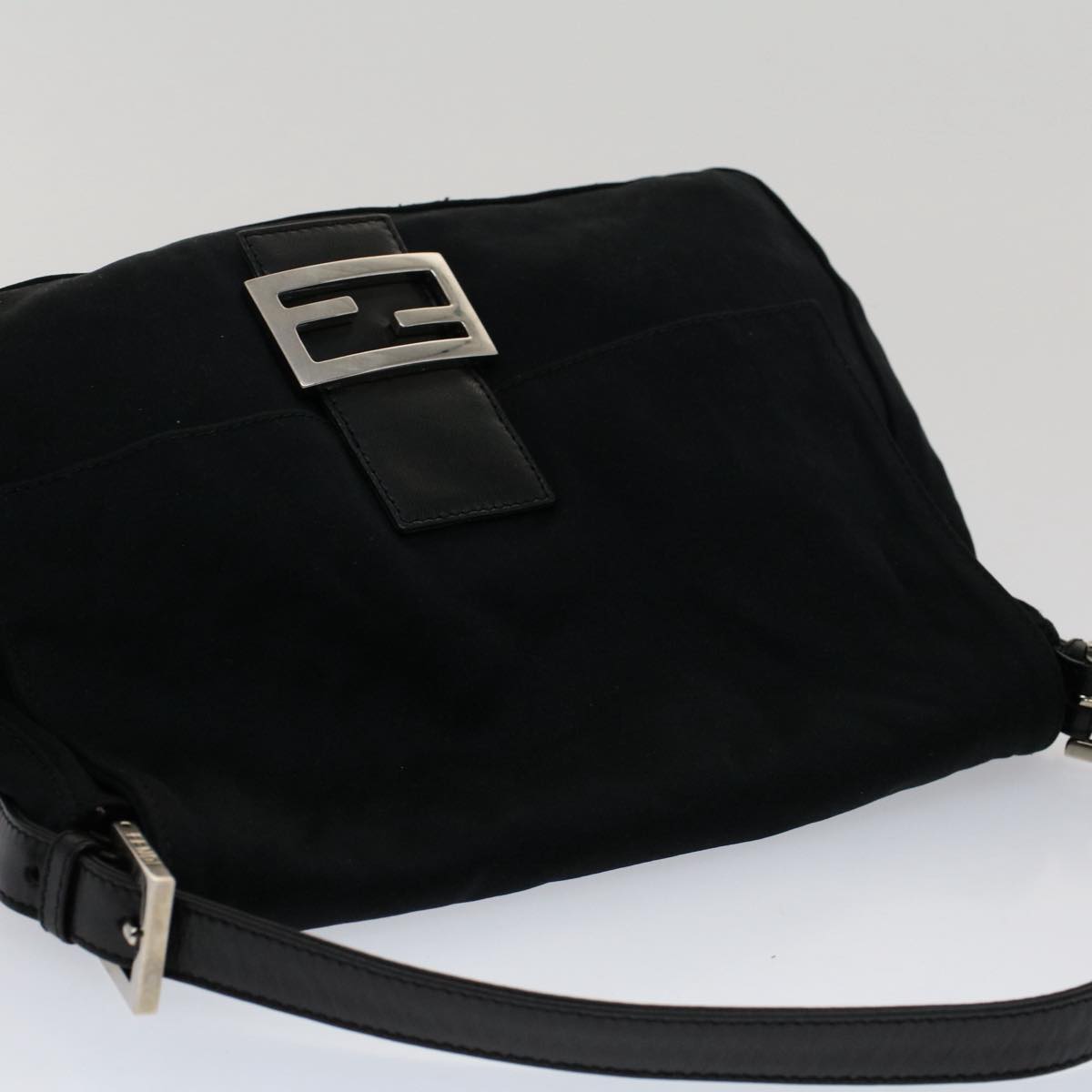 FENDI Mamma Baguette Shoulder Bag Nylon Black 51051