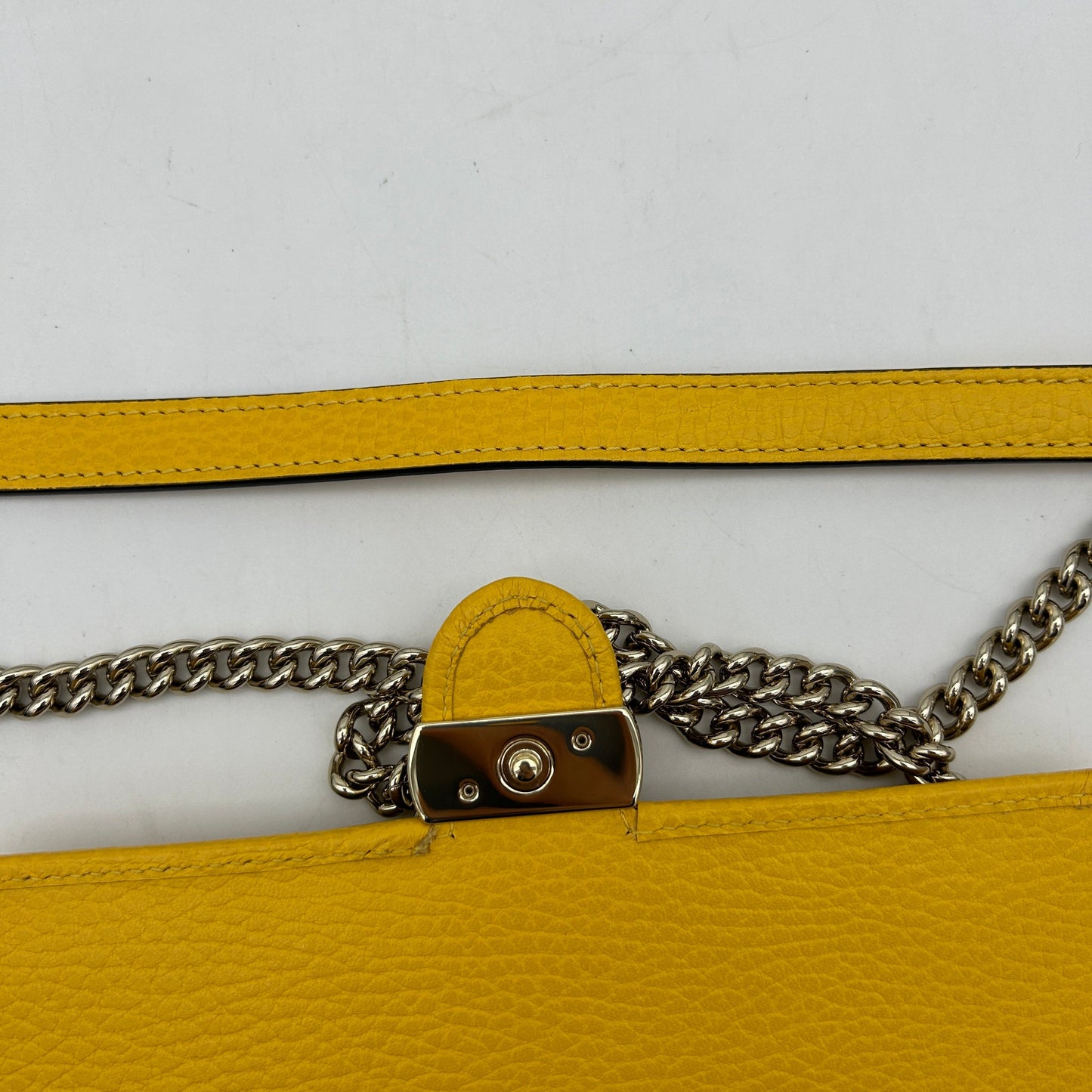 Gucci Interlocking Yellow Leather Clutch Bag
