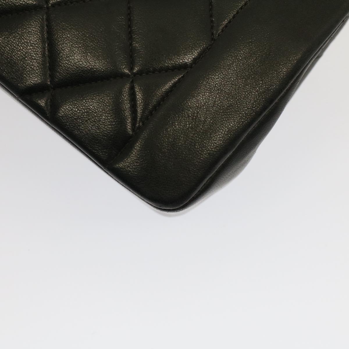 CHANEL Diana Matelasse Turn Lock Shoulder Bag Lamb Skin Black CC 51272A