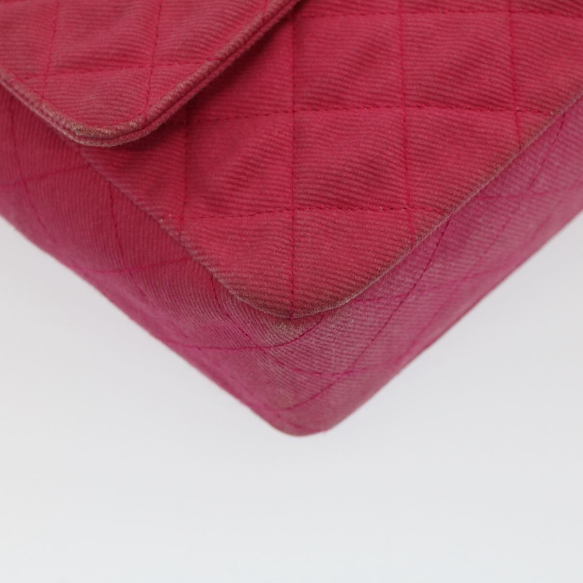 CHANEL Matelasse 25 Chain Flap Shoulder Bag Canvas Pink CC 51276A