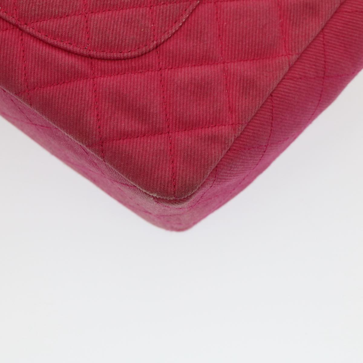 CHANEL Matelasse 25 Chain Flap Shoulder Bag Canvas Pink CC 51276A