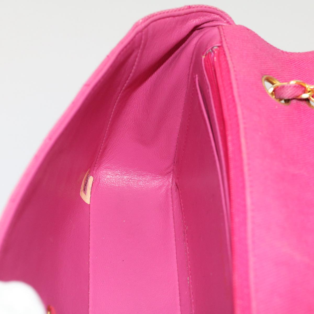 CHANEL Matelasse 25 Chain Flap Shoulder Bag Canvas Pink CC 51276A