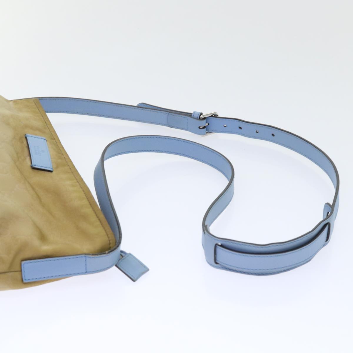 GUCCI GG Canvas Shoulder Bag Beige Light Blue 314529 51312