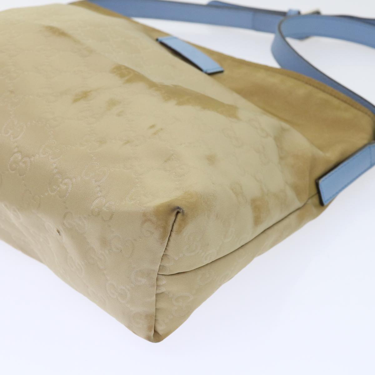 GUCCI GG Canvas Shoulder Bag Beige Light Blue 314529 51312