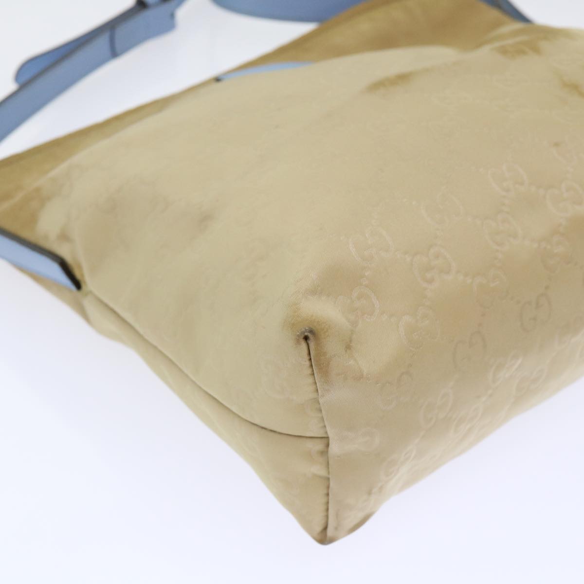 GUCCI GG Canvas Shoulder Bag Beige Light Blue 314529 51312