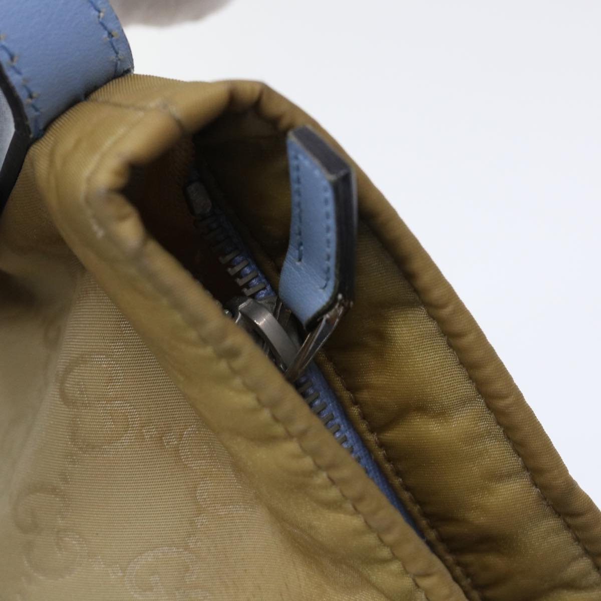 GUCCI GG Canvas Shoulder Bag Beige Light Blue 314529 51312