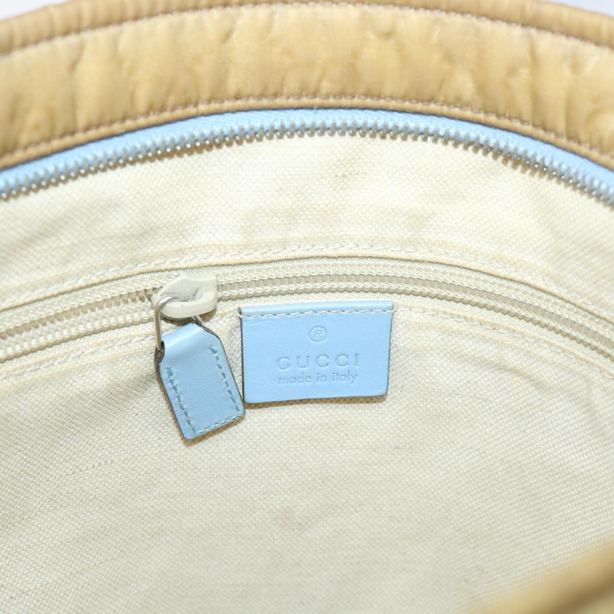 GUCCI GG Canvas Shoulder Bag Beige Light Blue 314529 51312