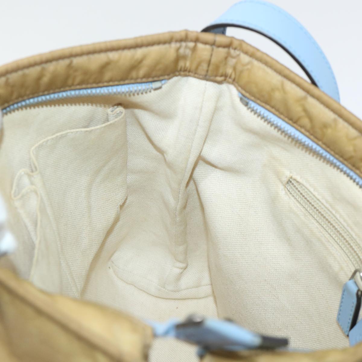 GUCCI GG Canvas Shoulder Bag Beige Light Blue 314529 51312
