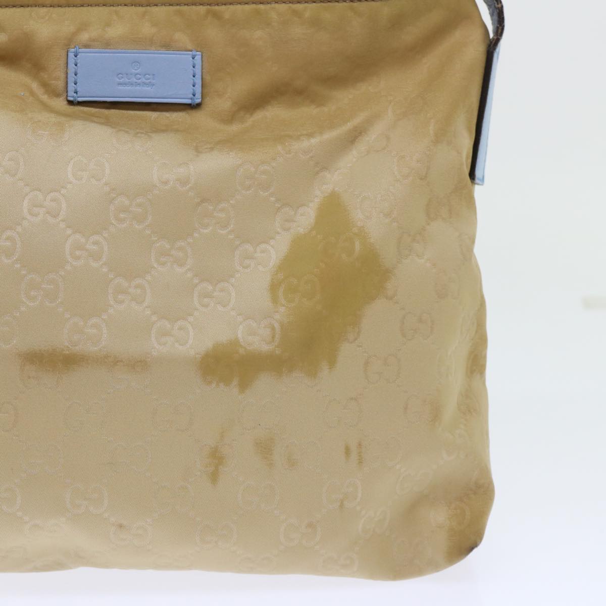 GUCCI GG Canvas Shoulder Bag Beige Light Blue 314529 51312
