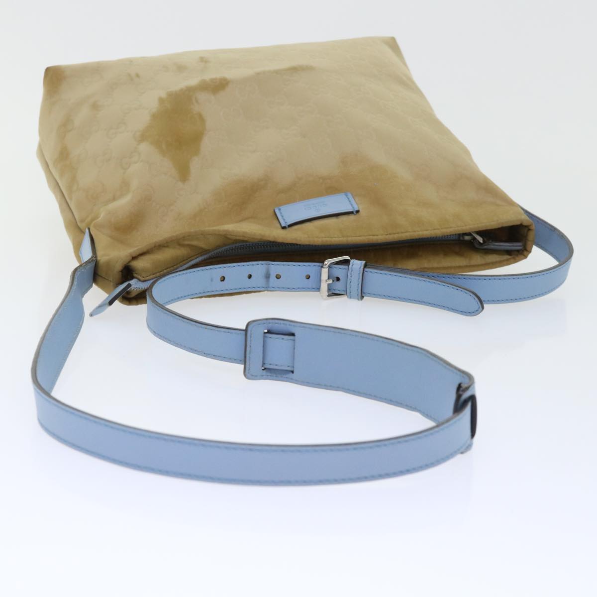 GUCCI GG Canvas Shoulder Bag Beige Light Blue 314529 51312