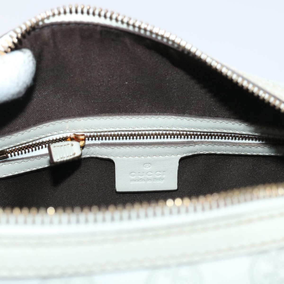 GUCCI GG Canvas Bamboo Guccissima Hand Bag White 159400 51331