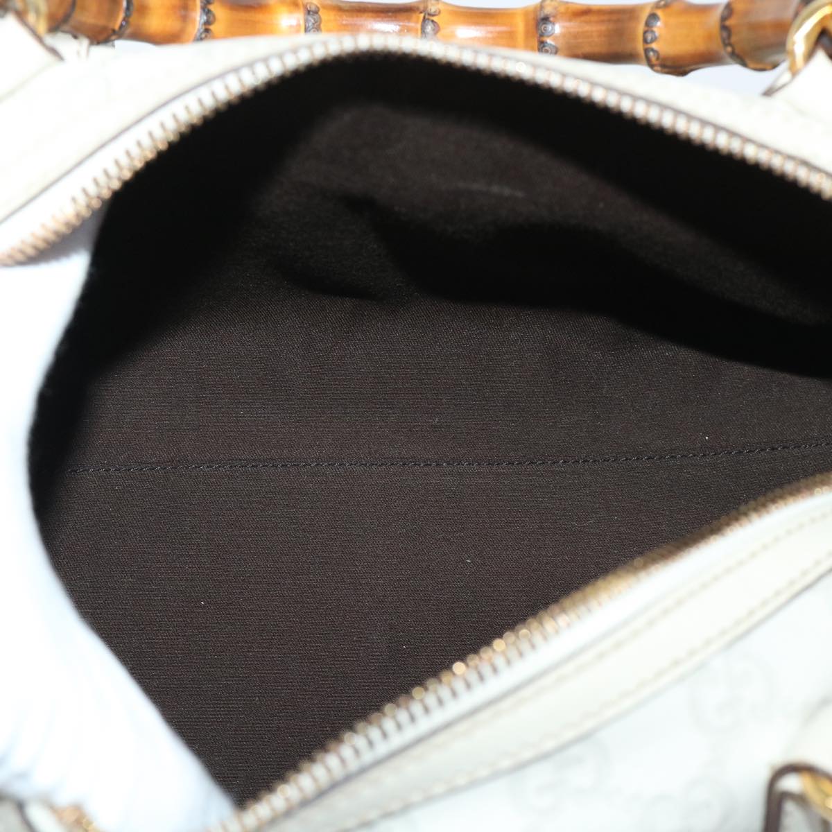 GUCCI GG Canvas Bamboo Guccissima Hand Bag White 159400 51331
