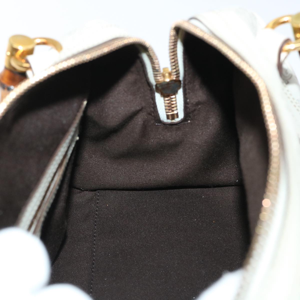 GUCCI GG Canvas Bamboo Guccissima Hand Bag White 159400 51331