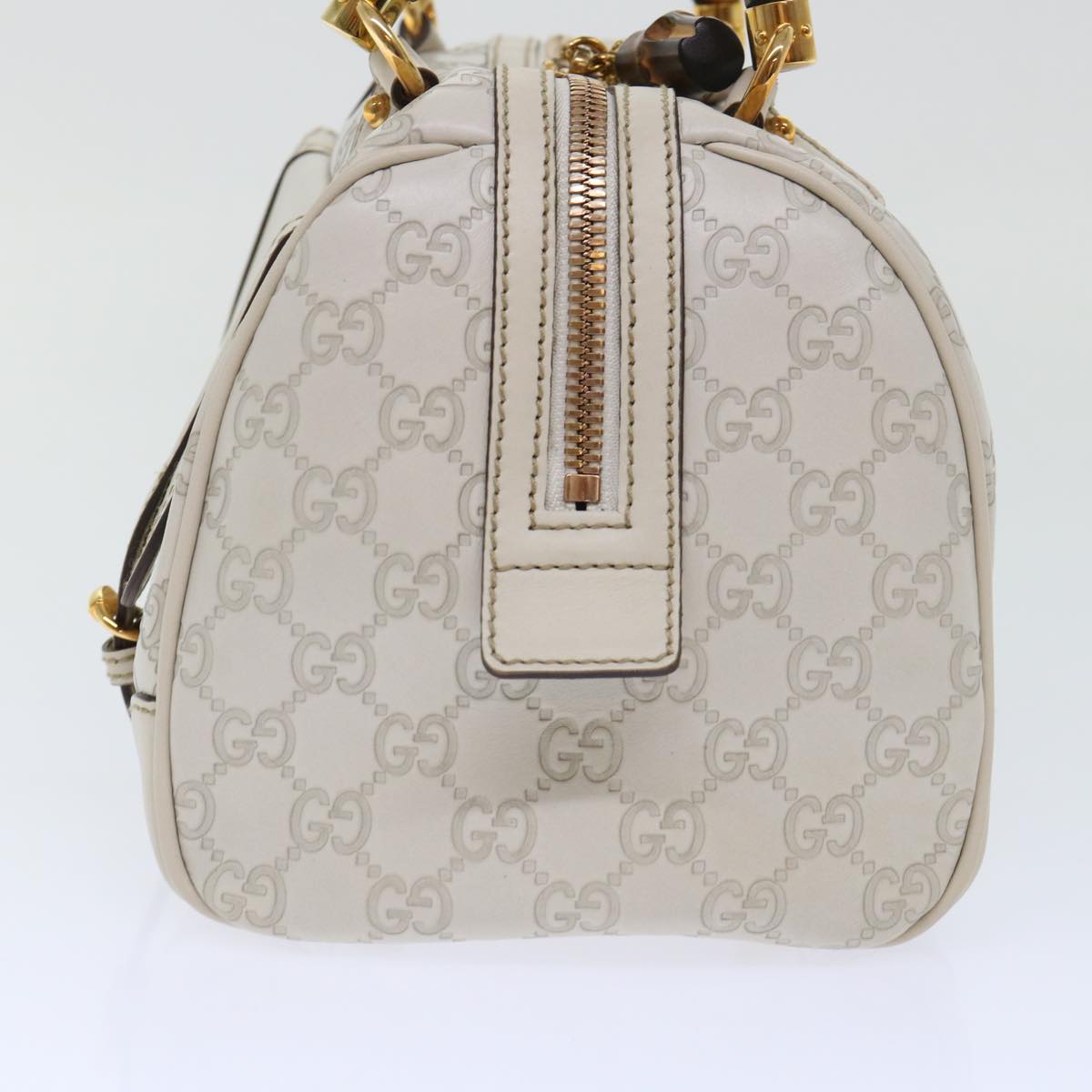 GUCCI GG Canvas Bamboo Guccissima Hand Bag White 159400 51331