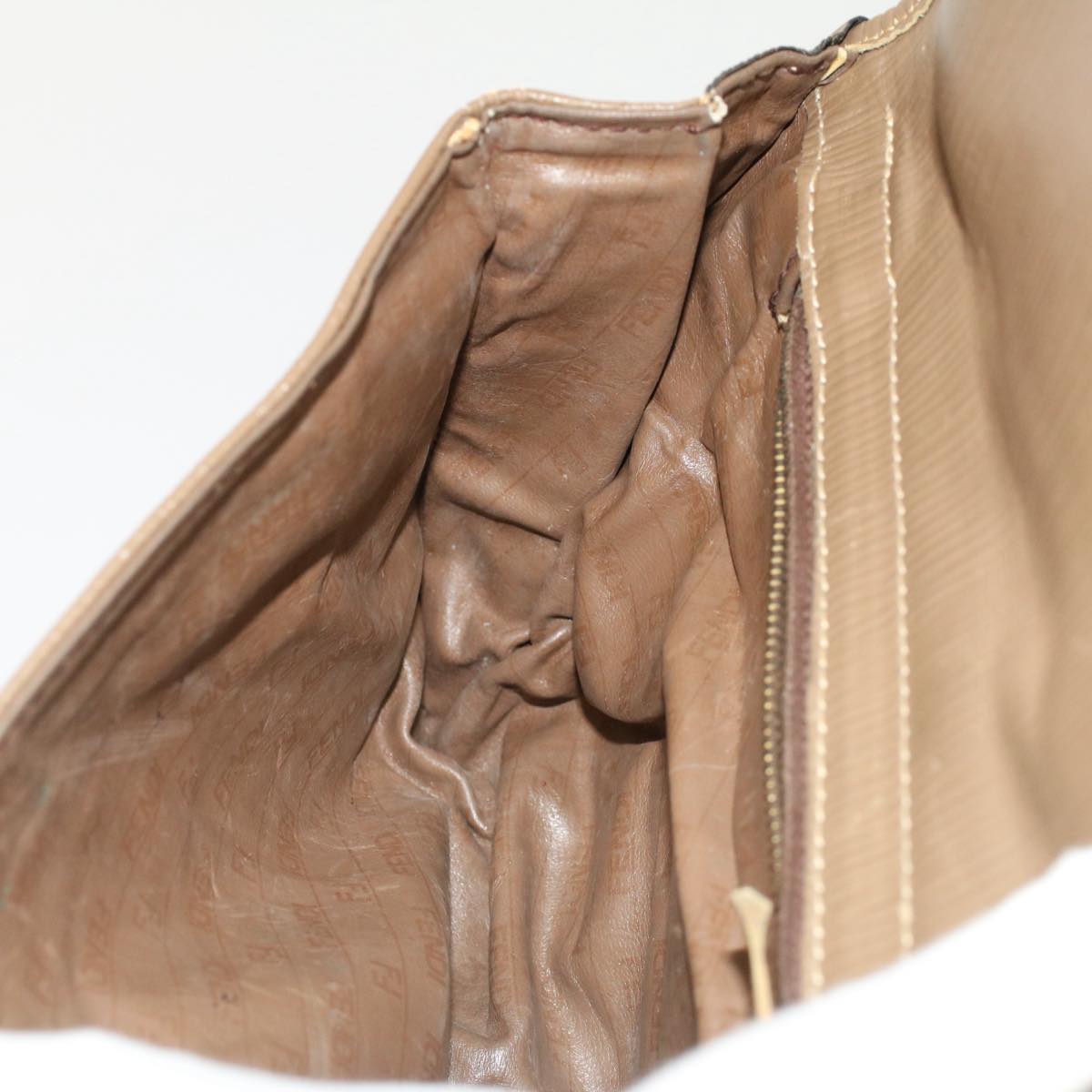 FENDI Zucchino Canvas Shoulder Bag Brown 51367