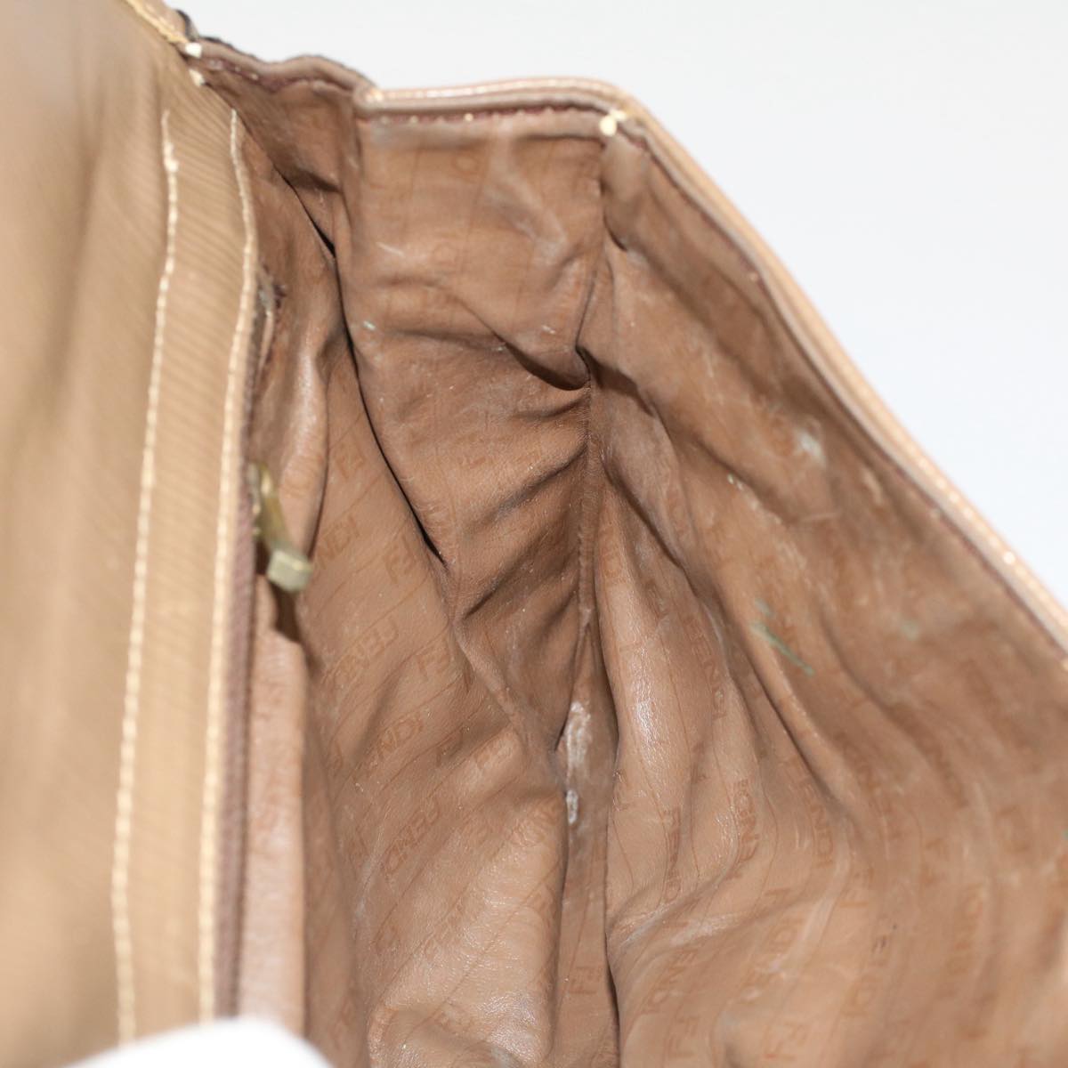 FENDI Zucchino Canvas Shoulder Bag Brown 51367