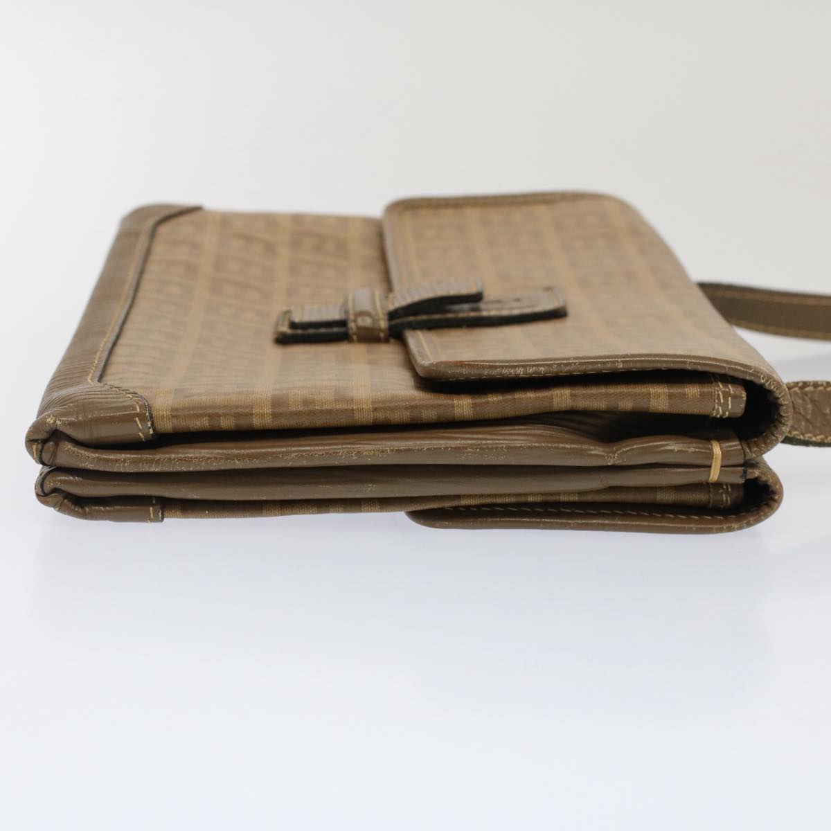 FENDI Zucchino Canvas Shoulder Bag Brown 51367