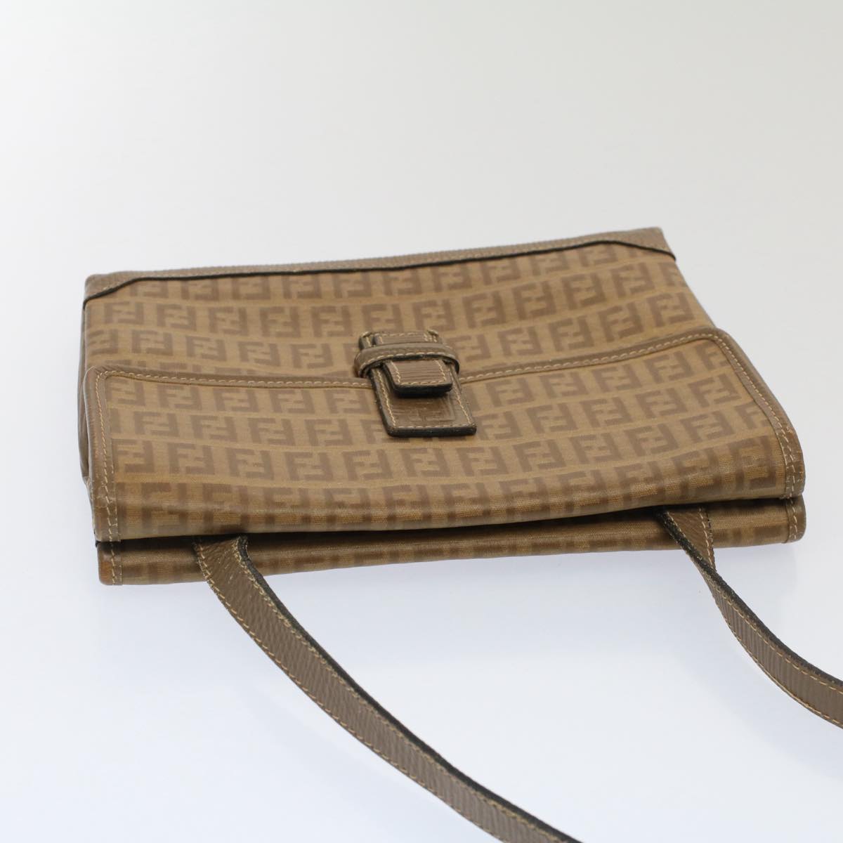 FENDI Zucchino Canvas Shoulder Bag Brown 51367