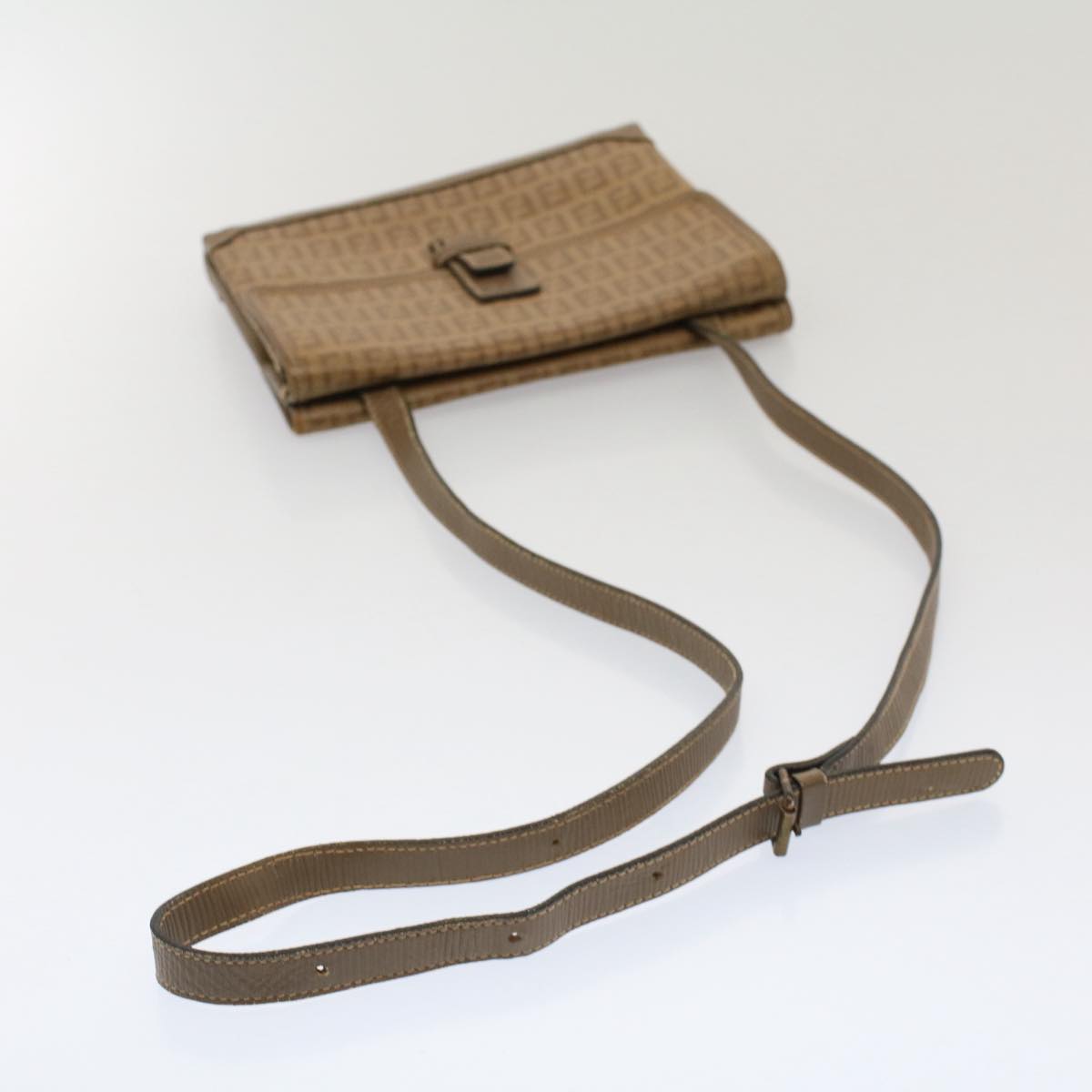 FENDI Zucchino Canvas Shoulder Bag Brown 51367